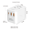 ALIMENTATOR retea 220V LOGILINK, universal, 1 x USB-C,  2 x USB-A, maxim 12V/1.67A, PD 20W, suport OCP/OVP/OHP/SCP, compatibil EU/AUS/US/UK, alb, 