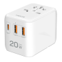 ALIMENTATOR retea 220V LOGILINK, universal, 1 x USB-C,  2 x USB-A, maxim 12V/1.67A, PD 20W, suport OCP/OVP/OHP/SCP, compatibil EU/AUS/US/UK, alb, 