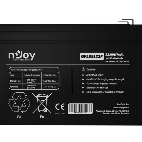 ACUMULATOR NJOY GPL09122F 12V 