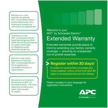 Extensie garantie APC 3 ani pentru produs nou valabila pentruSMC1000I-2U, SMT750I/750RMI2U/1000I, SMX750I/1000I 