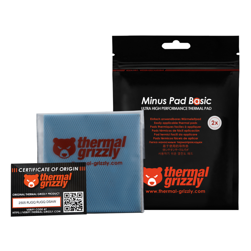 Pad termoconductor Thermal Grizzly Minus Pad Basic, 100x100x2.0 mm, 2 buc 