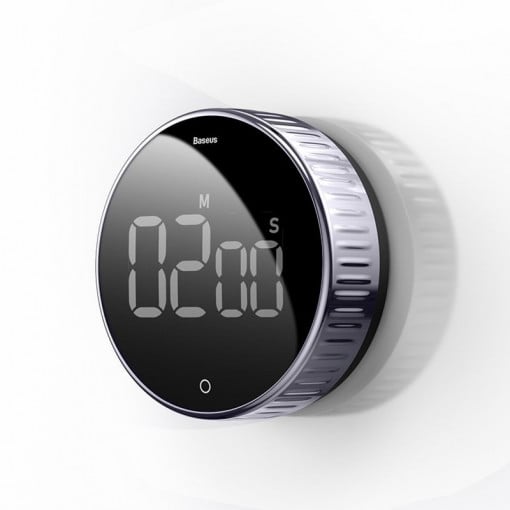 TIMER Baseus Heyo, display LED digital, setare prin rotatie,  alarma sonora, magnet, 3 x baterii AAA(nu sunt incluse) 