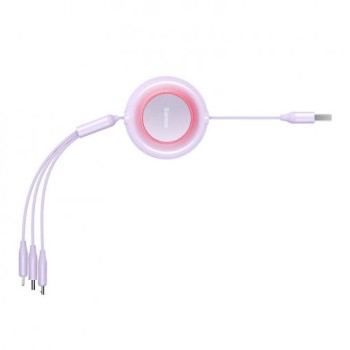 CABLU alimentare si date Baseus Bright Mirror 2, retractabil 3-in-1, pt smartphone,USB la Micro-USB+Lightning + USB Type-C 3.5A, 1.1m, violet 