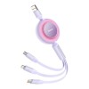 CABLU alimentare si date Baseus Bright Mirror 2, retractabil 3-in-1, pt smartphone,USB la Micro-USB+Lightning + USB Type-C 66W, 1.1m, violet 