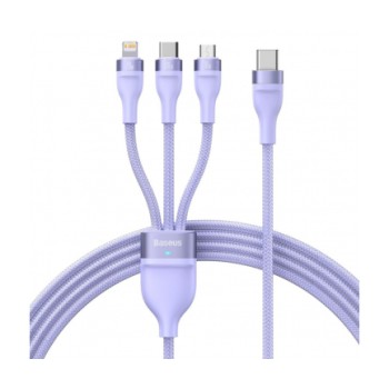 CABLU alimentare si date Baseus Flash Series II One-for-three, pt. smartphone, USB la Micro-USB+Lightning+USB Type-C 100W, 1.2m, violet 