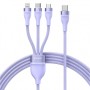CABLU alimentare si date Baseus Flash Series II One-for-three, pt. smartphone, USB la Micro-USB+Lightning+USB Type-C 100W, 1.2m, violet 