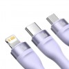 CABLU alimentare si date Baseus Flash Series II One-for-three, pt. smartphone, USB si USB Type-C la Micro-USB+Lightning+USB Type-C 100W, 1.2m, violet 