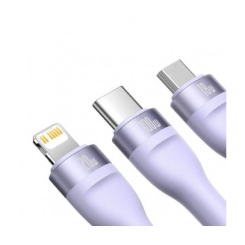 CABLU alimentare si date Baseus Flash Series II One-for-three, pt. smartphone, USB si USB Type-C la Micro-USB+Lightning+USB Type-C 100W, 1.2m, violet 