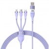 CABLU alimentare si date Baseus Flash Series II One-for-three, pt. smartphone, USB si USB Type-C la Micro-USB+Lightning+USB Type-C 100W, 1.2m, violet 