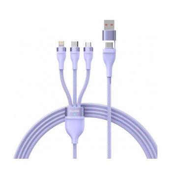 CABLU alimentare si date Baseus Flash Series II One-for-three, pt. smartphone, USB si USB Type-C la Micro-USB+Lightning+USB Type-C 100W, 1.2m, violet 