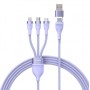 CABLU alimentare si date Baseus Flash Series II One-for-three, pt. smartphone, USB si USB Type-C la Micro-USB+Lightning+USB Type-C 100W, 1.2m, violet 