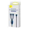 CABLU alimentare si date Baseus Flash Series II One-for-three, pt. smartphone, USB si USB Type-C la Micro-USB+Lightning+USB Type-C 66W, 1.2m, albastru 