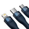 CABLU alimentare si date Baseus Flash Series II One-for-three, pt. smartphone, USB si USB Type-C la Micro-USB+Lightning+USB Type-C 66W, 1.2m, albastru 