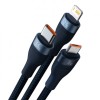 CABLU alimentare si date Baseus Flash Series II One-for-three, pt. smartphone, USB si USB Type-C la Micro-USB+Lightning+USB Type-C 66W, 1.2m, albastru 