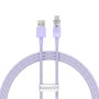 CABLU alimentare si date Baseus Explorer, Fast Charging Data Cable pt. smartphone, USB la USB Type-C 100W, senzor de temperatura, braided, 1m, violet 