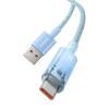 CABLU alimentare si date Baseus Explorer, Fast Charging Data Cable pt. smartphone, USB la USB Type-C 100W, senzor de temperatura, braided, 2m, albastru 
