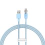 CABLU alimentare si date Baseus Explorer, Fast Charging Data Cable pt. smartphone, USB la USB Type-C 100W, senzor de temperatura, braided, 2m, albastru 