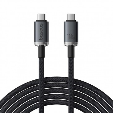 CABLU alimentare si date Baseus Crystal Shine, Fast Charging Data Cable pt. smartphone, thunderbolt, USB3.2 Type-C la USB3.2 Type-C 100W, video 4K@60Hz 1.5m, braided, negru 