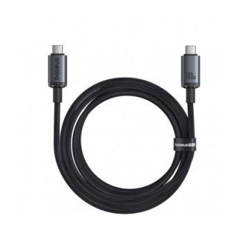 CABLU alimentare si date Baseus Crystal Shine, Fast Charging Data Cable pt. smartphone, thunderbolt, USB3.2 Type-C la USB3.2 Type-C 100W, video 4K@60Hz 1.5m, braided, negru 
