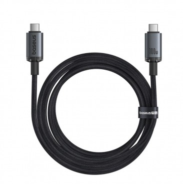CABLU alimentare si date Baseus Crystal Shine, Fast Charging Data Cable pt. smartphone, thunderbolt, USB3.2 Type-C la USB3.2 Type-C 100W, video 4K@60Hz 1.5m, braided, negru 