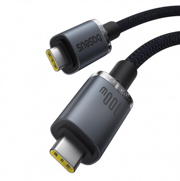 CABLU alimentare si date Baseus Crystal Shine, Fast Charging Data Cable pt. smartphone, thunderbolt, USB3.2 Type-C la USB3.2 Type-C 100W, video 4K@60Hz 1.5m, braided, negru 