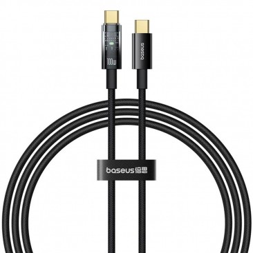 CABLU alimentare si date Baseus Explorer, Fast Charging Data Cable pt. smartphone, USB Type-C la USB Type-C 100W, oprire automata incarcare, braided, 2m, negru 
