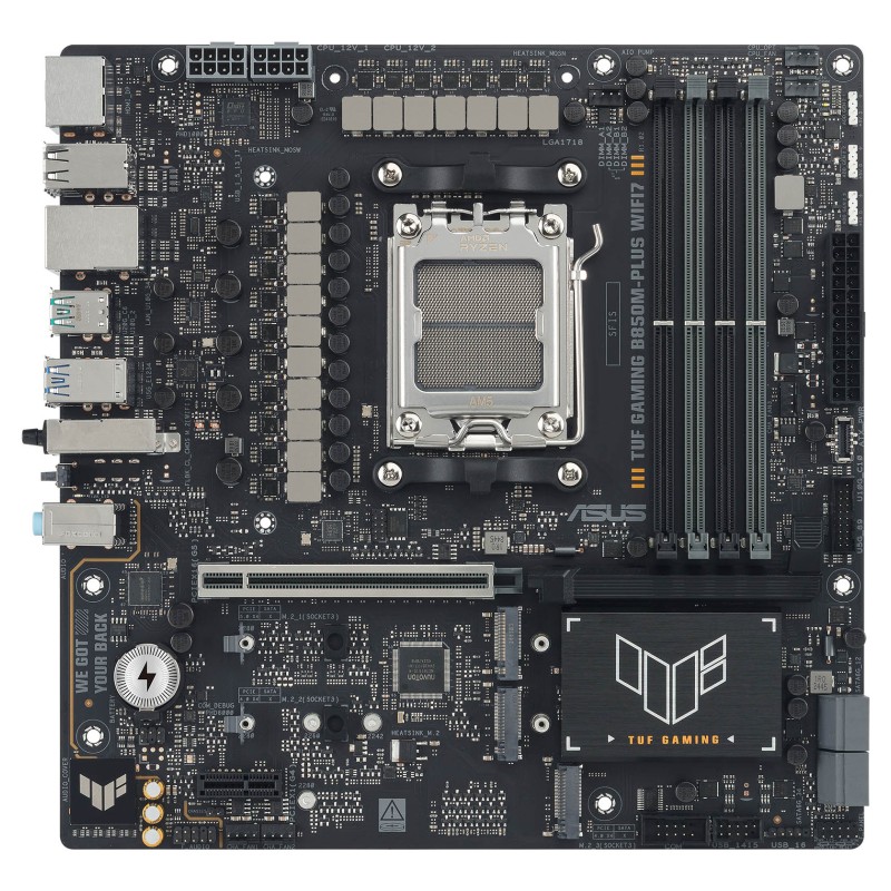 ASUS TUF GAMING B850M-PLUS WIFI7 AM5 4xDDR5 mATX Pciex5 DP HDMI USB MB 