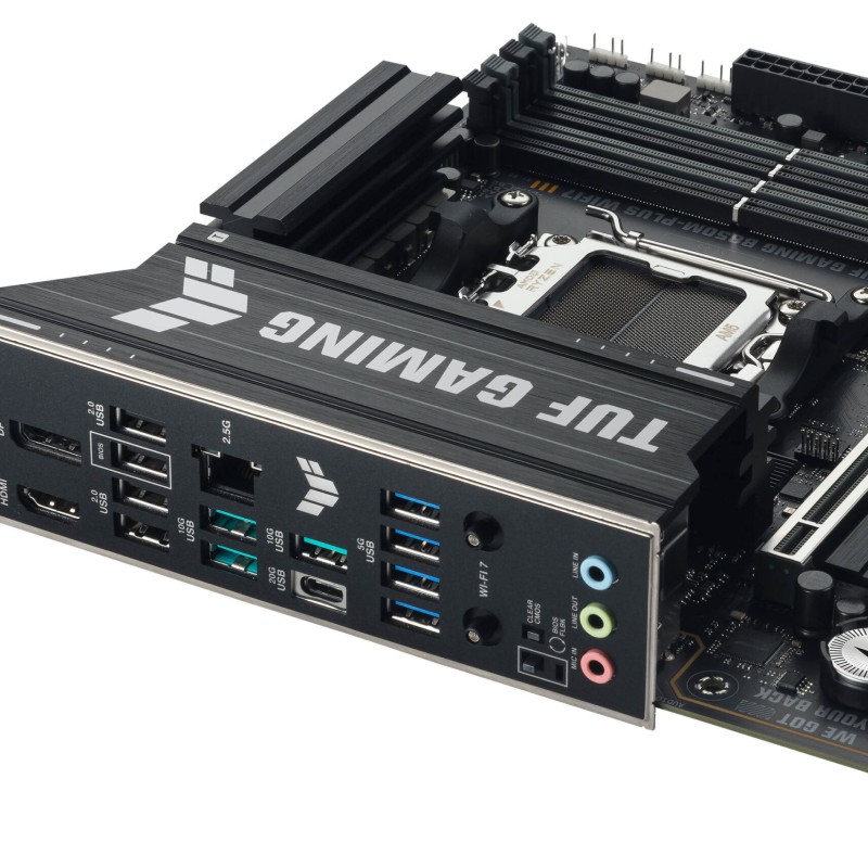 ASUS TUF GAMING B850M-PLUS WIFI7 AM5 4xDDR5 mATX Pciex5 DP HDMI USB MB 