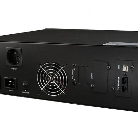 UPS GEMBIRD Line Int. cu sin. pura, cu management, Rack 3U, LCD, 3000VA/2400W, AVR, 1x Schuko + 6x IEC, baterie 4x 12V/9Ah, incarcare pana la 12h, USB, 2x RJ11, slot SNMP, ext. bat., 