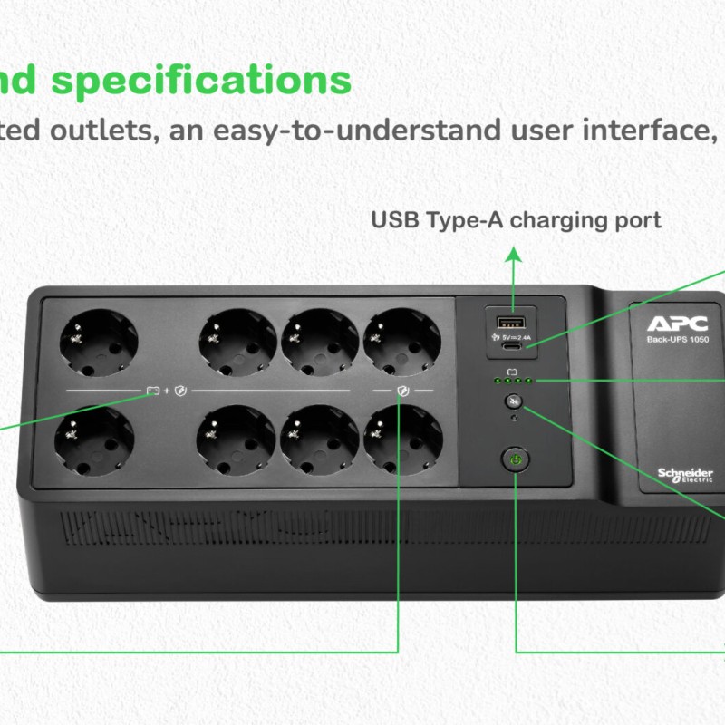 APC Back-UPS 1050VA 8 schuko outlets  