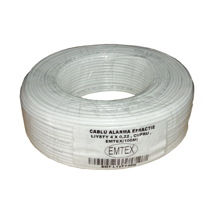 Cablu alarma efractie LiYStY 4 x 0,22, Cupru, EMTEX (100m) 