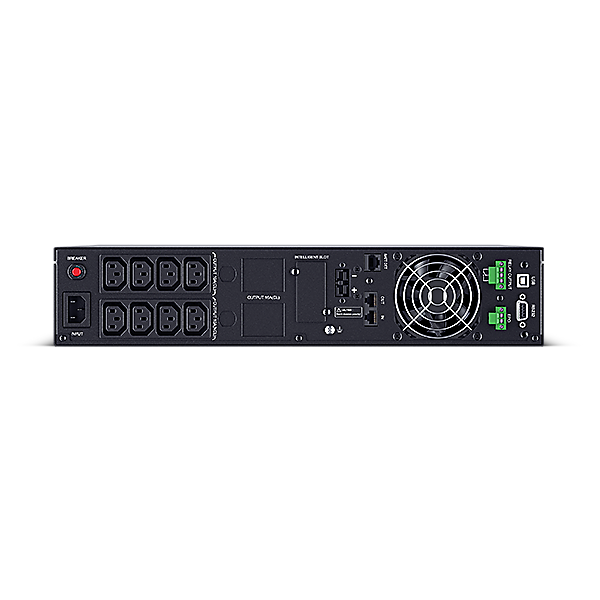 UPS CYBER POWER Online dubla conversie cu sin. pura, cu management, Rack 2U, LCD, 2000VA/1800W, 8x IEC, baterie 4x 12V/9Ah, incarcare pana la 4h, USB, 2x RJ45, RS232, slot SNMP, APFC, LCD col, EPO, tehn. GreenP, 
