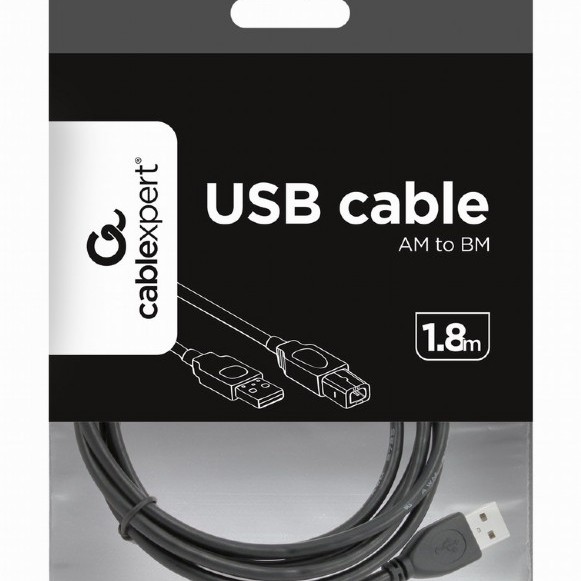 CABLU USB GEMBIRD pt. imprimanta, USB 2.0 (T) la USB 2.0 Type-B (T), 1.8m, conectori auriti, black, 