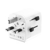 ADAPTOR GEMBIRD, universal, EU la conectori: US/UK/CN/AU, cu impamantare, 1x Schuko, 2x USB-A 12W, siguranta 10A, max. 2500W, alb, 