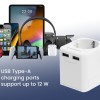 ADAPTOR GEMBIRD, universal, EU la conectori: US/UK/CN/AU, cu impamantare, 1x Schuko, 2x USB-A 12W, siguranta 10A, max. 2500W, alb, 
