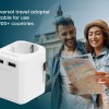 ADAPTOR GEMBIRD, universal, EU la conectori: US/UK/CN/AU, cu impamantare, 1x Schuko, 2x USB-A 12W, siguranta 10A, max. 2500W, alb, 