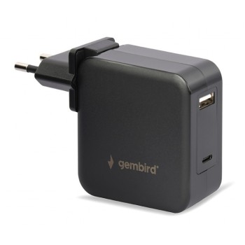 ALIMENTATOR Notebook Universal AC-DC, GEMBIRD, 60W - tensiuni 5V-20V DC la 4.5 A max, 1x USB-A + 1x USB Type-C, conectori M4/M5/M6/M7/M8/M12/M19/M20/M21/M28, cablu 1.5m, negru, 