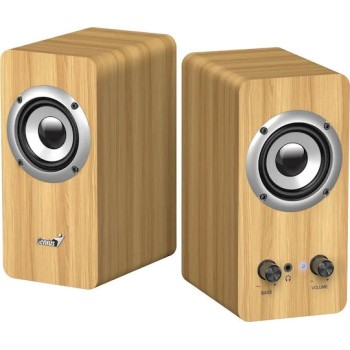 BOXE GENIUS 2.0, RMS: 10W (2 x 5W), bass control, mufa casti, Line-in 3.5mm, pine wood, 