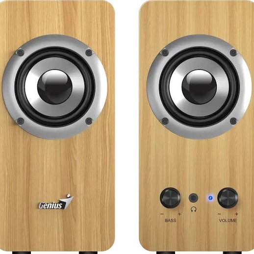 BOXE GENIUS 2.0, RMS: 10W (2 x 5W), bass control, mufa casti, Line-in 3.5mm, pine wood, 