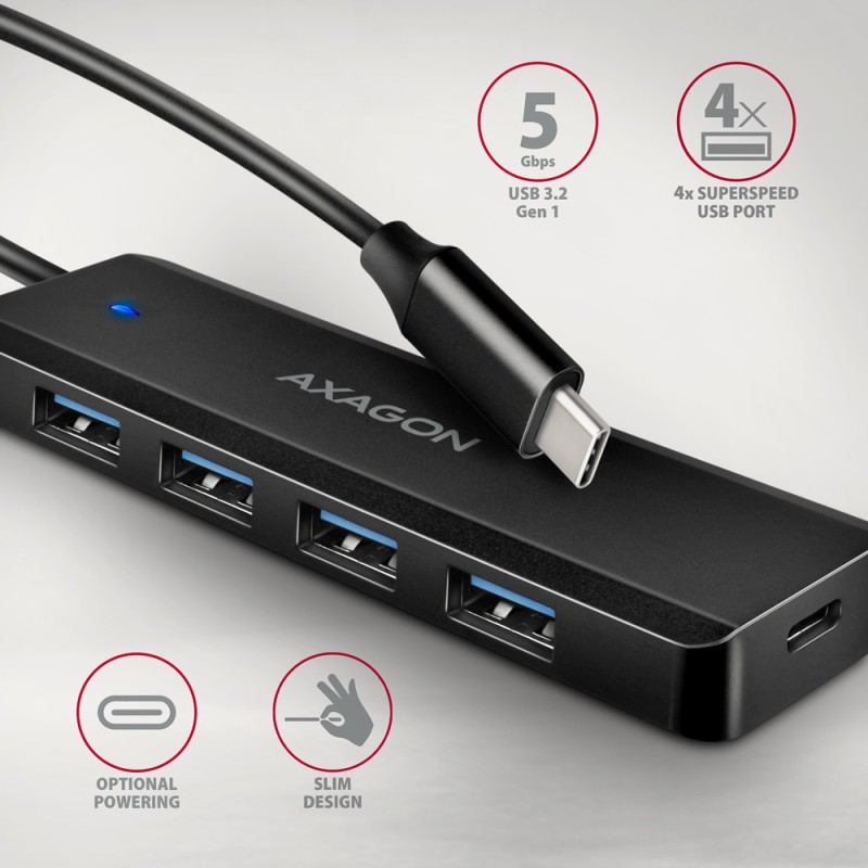 Hub USB AXAGON USB-C 5Gbps TRAVEL  