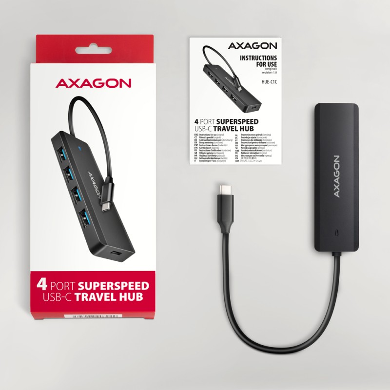 Hub USB AXAGON USB-C 5Gbps TRAVEL  