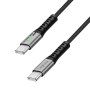 CABLU alimentare si date LOGILINK, pt. smartphone, USB 3.2, USB Gen Type-C (T) la USB Type-C (T), 1m, PD 100W, 4K, LED, 3 x ecranat, 20Gbps, metal, , negru&gri, 
