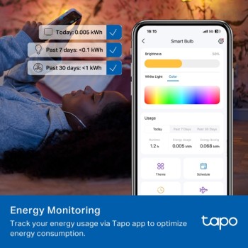BEC LED wireless TP-LINK, 470lm, 40W, E14, intens reglabila, ctr prin smartph.cu apl.Tapo, ajustare auto a luminii in fct. de mom zilei- diferite culori 