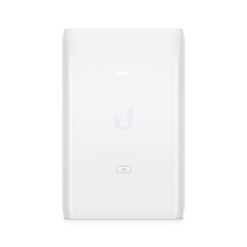Ubiquiti U-POE+ adapter 30W, powers UniFi PoE+ devices, reduce dependency on PoE switch power, Contains RJ45 data input, AC cable with earth ground, and PoE+ output 