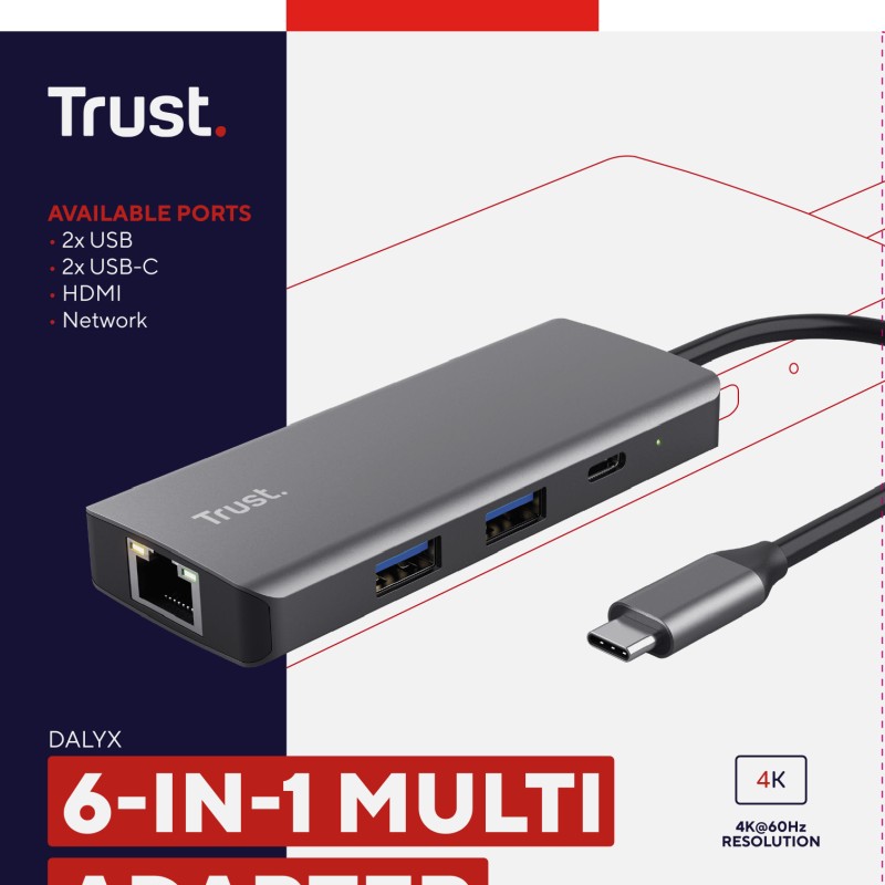 Adaptor Trust Dalyx 6-1, gri 