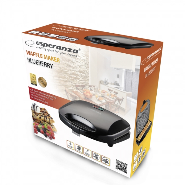 Aparat preparare vafe Esperanza Blueberry EKT008 1000W Negru 