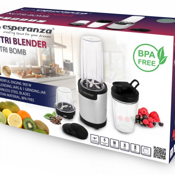 Blender Esperanza Nutri Bomb EKM030 9 in 1 900W Argintiu 