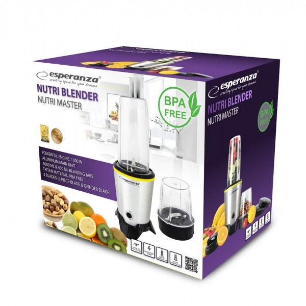 Blender Esperanza Nutri Master EKM028 1000W 1l Argintiu 