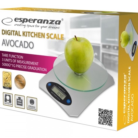 Cantar de bucatarie cu bol Esperanza Avocado EKS006 max 5kg Gri 