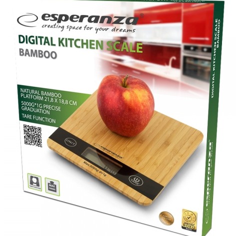 Cantar de bucatarie Esperanza Bamboo EKS005 max. 5kg Maro 